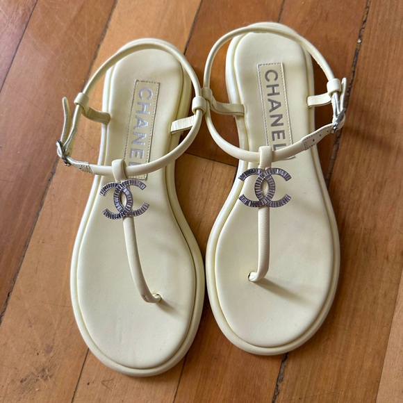 Chanel light yellow sandals
